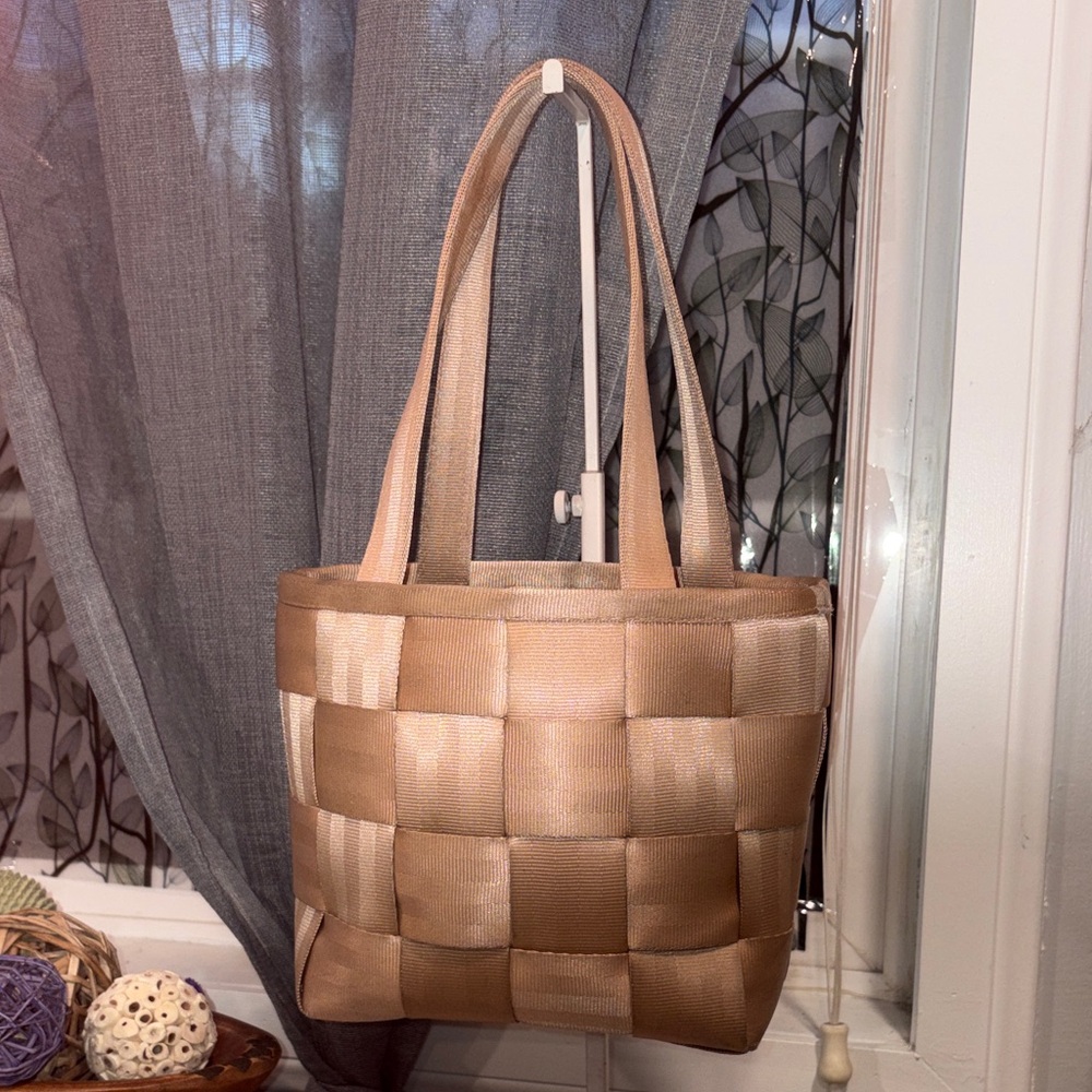 Seatbelt Tan Woven Tote Bag